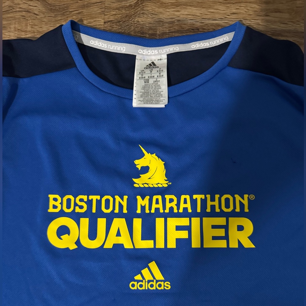 Adidas Blue and Yellow Boston Marathon Tee